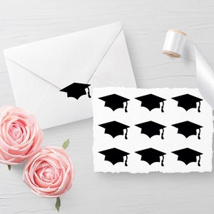 Set van 10 stickers Graduation Cap 2018, envelopzegels, verjaardagszegels, uitnodigingszegels, plannerstickers 30 verschillende kleuren beschikbaar