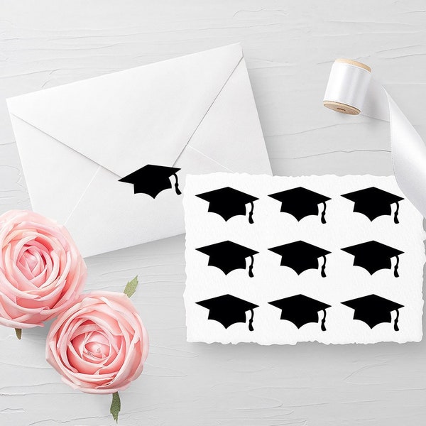 Set of 10 Graduation Cap 2018 decals, Envelope Seals, Birthday seals, Invitation Seals, Planner Stickers 30 different colors available