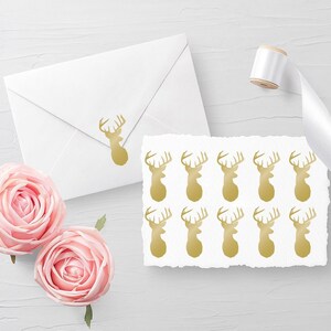 Set mit 10 montierten Hirsch-Aufklebern, Umschlagdichtungen, Geburtstagsdichtungen, Einladungsdichtungen, Planer Stickers 30 verschiedene Farben erhältlich