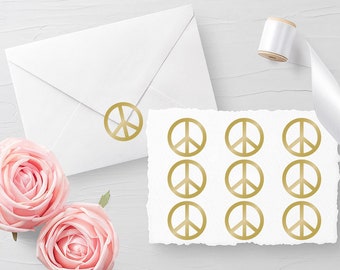 Set of 10 Peace decals, Envelope Seals, Birthday seals, Glass decals, Invitation Seals, Planner Stickers 30 different colors available