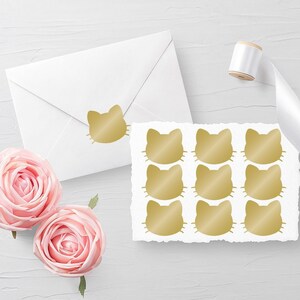 Lot de 10 stickers chats, scellés pour enveloppes, scellés d'anniversaire, décalcomanies pour verre, scellés d'invitation, stickers pour agenda 30 couleurs différentes disponibles