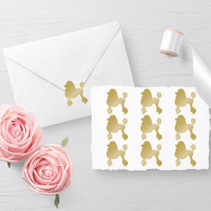 Set mit 10 Pudel Aufklebern, Briefumschlag Aufklebern, Geburtstag Aufkleber, Glasaufkleber, Einladungsaufkleber, Aufkleber in 30 verschiedenen Farben erhältlich