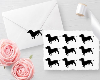 Set of 10 Dachshund decals, Envelope Seals, Birthday seals, Glass decals, Invitation Seals, Planner Stickers - 30 different colors available