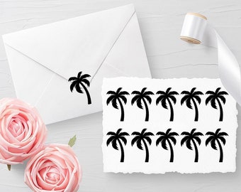 Set of 10 Palm Tree decals, Envelope Seals, Birthday seals, Glass decals, Invitation Seals, Planner Stickers 30 different colors available