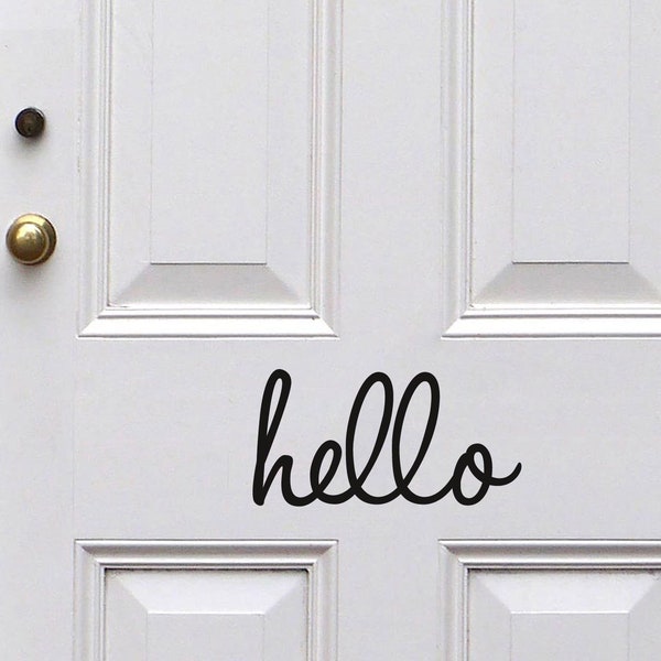 Hello Door decal, Front Door decal, Entry decal, wall decal sticker Quote - available in 30 different colors