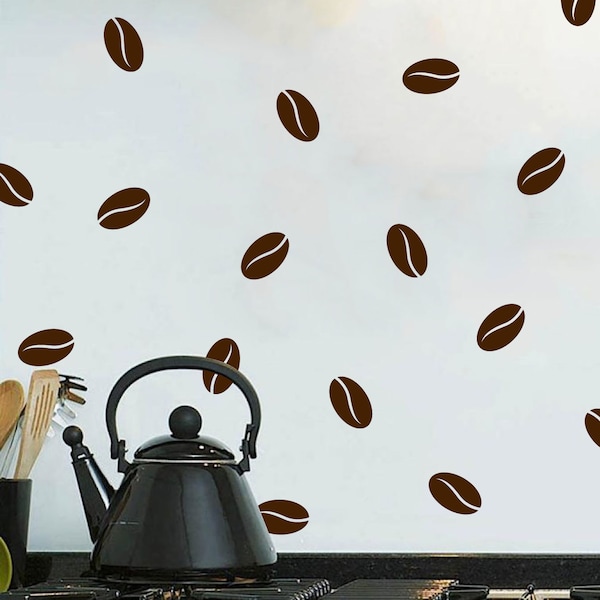 Set mit Kaffeebohne-Wandaufklebern Konfetti - Mehrere Farben, Größen und Mengen erhältlich