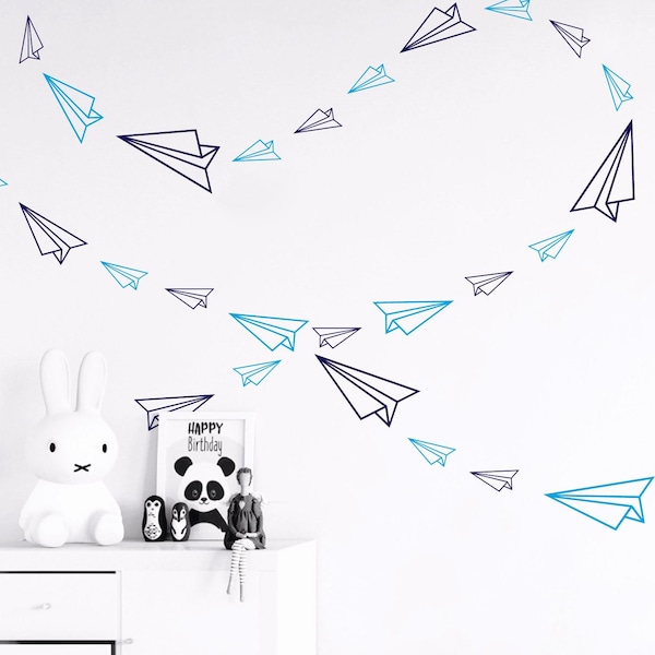 Set of Airplane wall decals stickers wall pattern decals Origami Planes Paper Airplanes Stickers - 30 different colors available