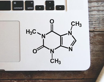 Caffeine Molecule Vinyl Decal - Laptop, Window, Car - available in 30 different colors