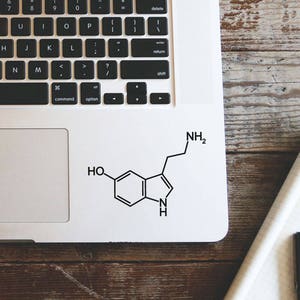 Serotonin Formula Molecule Laptop Vinyl Decal Macbook Sticker Window Mac Apple - available in 30 different colors