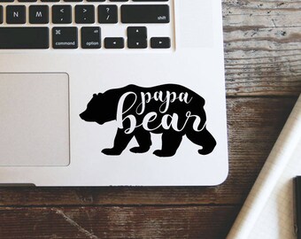 Papa Bear Laptop Vinyl Decal Macbook Sticker Window Mac Apple - available in 30 different colors