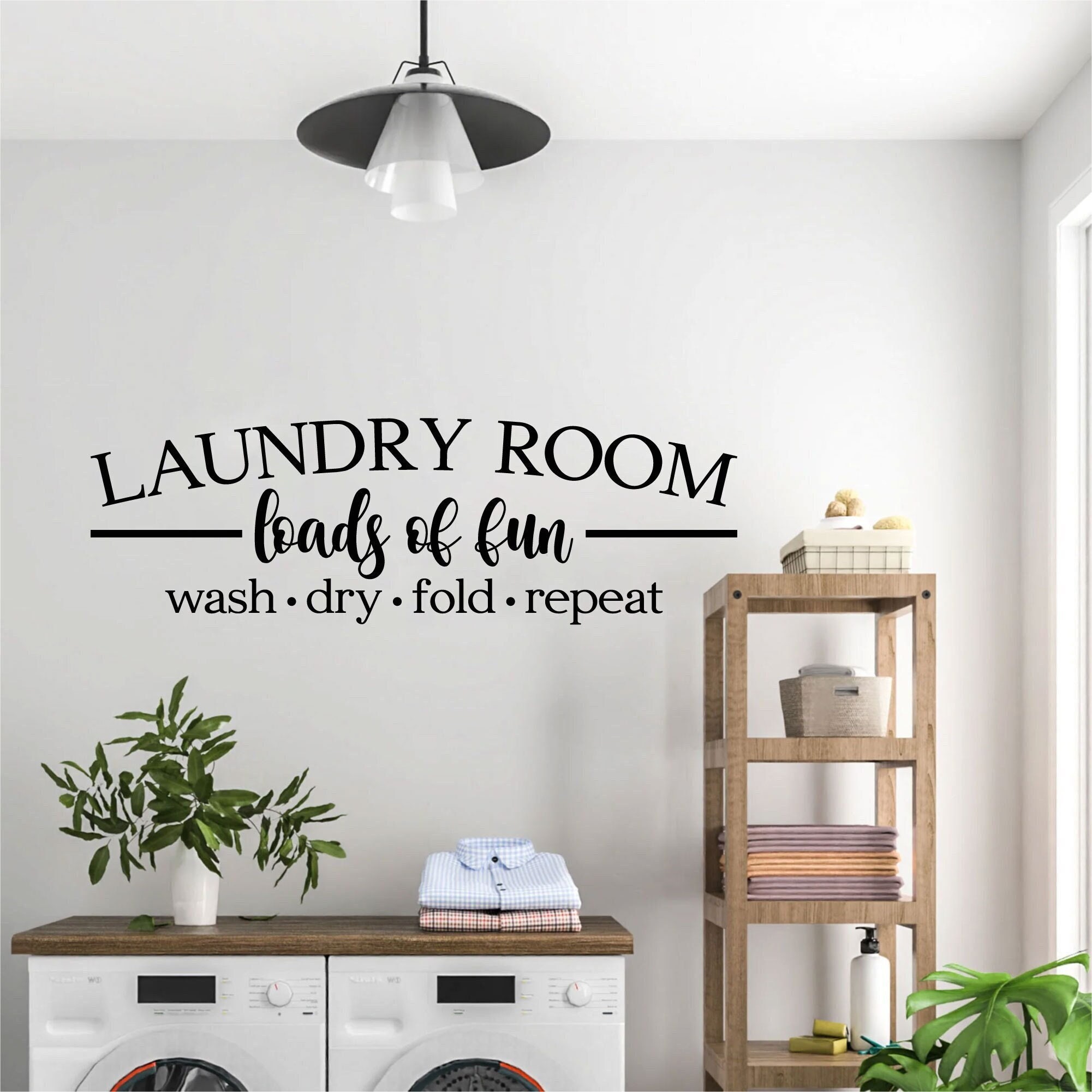 Laundry Room Loads of Fun Custom Round Wall Clock Easy to Read Personalized Analog Rustic Clocks Battery Operated Silent Non Ticking Novelty K並行輸入 Laundry Room Loads of Fun Sign - Laundry Room Wall Quote Decals