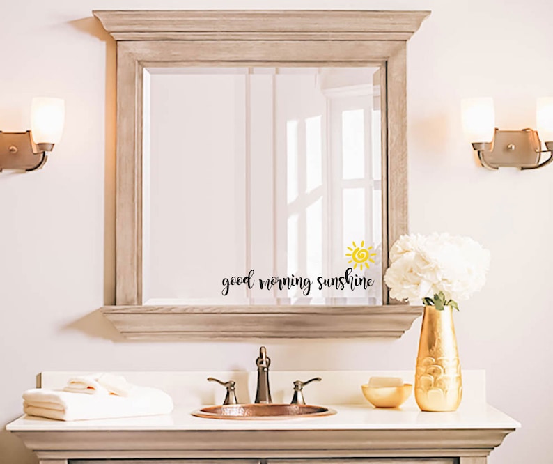 Good Morning Sunshine With Sun decal bathroom decal mirror | Etsy