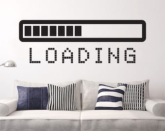 Loading Bar wall decal vinyl sticker Gaming Video Game Gamer wall art mural available in 11 different sizes and 30 different colors