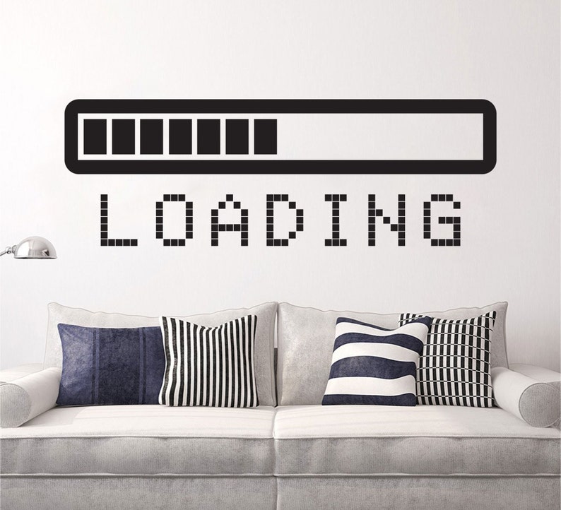 Loading Bar wall decal vinyl sticker Gaming Video Game Gamer wall art mural available in 11 different sizes and 30 different colors image 1