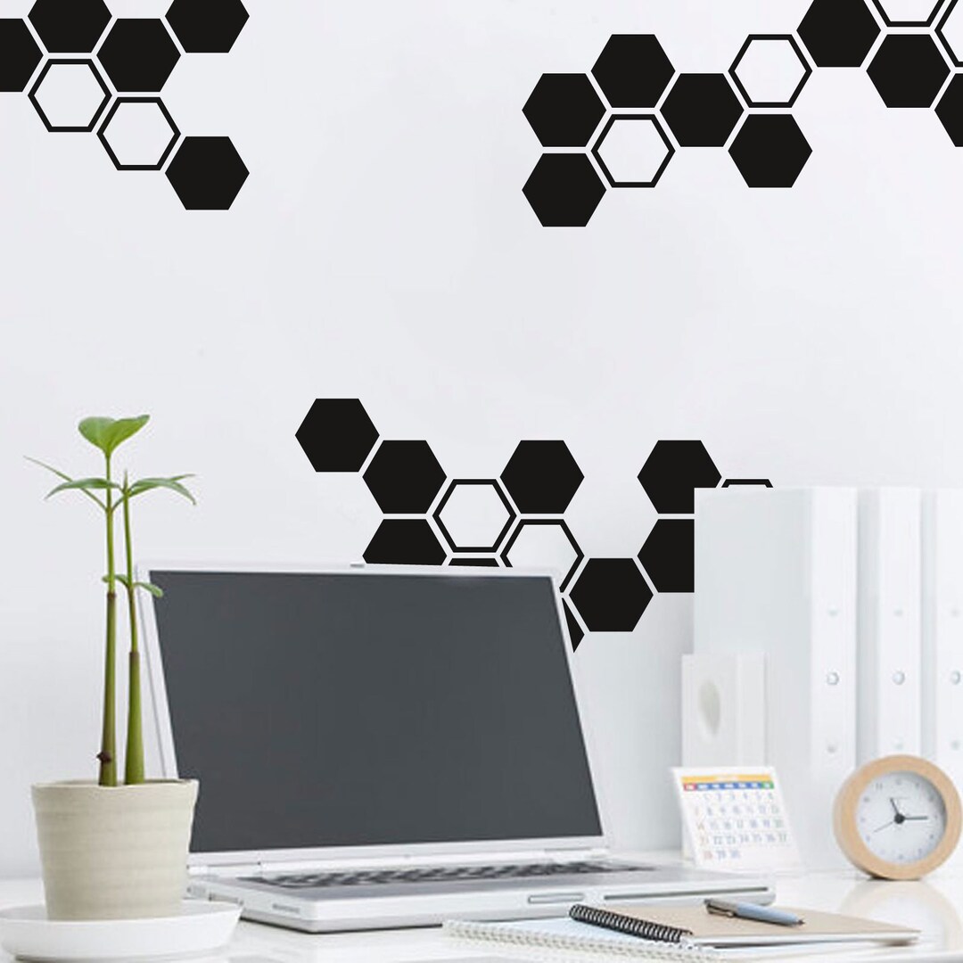 Set of Honeycomb Wall Decals, Hexagon, Vinyl - Multiple Colors, Sizes ...