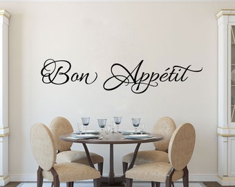 Sticker mural Bon appétit Cuisine salle à manger Sticker vinyle art mural disponible en 13 tailles et 30 couleurs différentes