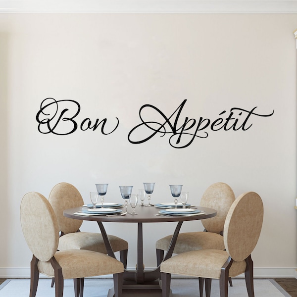 Bon Appetit wall decal Kitchen Dining Room vinyl sticker wall art mural available in 13 different sizes and 30 different colors