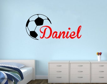 Personalized Soccer Name wall decal wall mural kids children boy room available in 8 different sizes and 30 different colors 011
