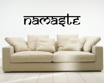Namaste wall decal vinyl sticker Yoga wall art mural available in 11 different sizes and 30 different colors