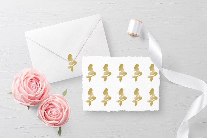 Set of 10 Mermaid Decals Envelope Seals Glass Decals Etsy