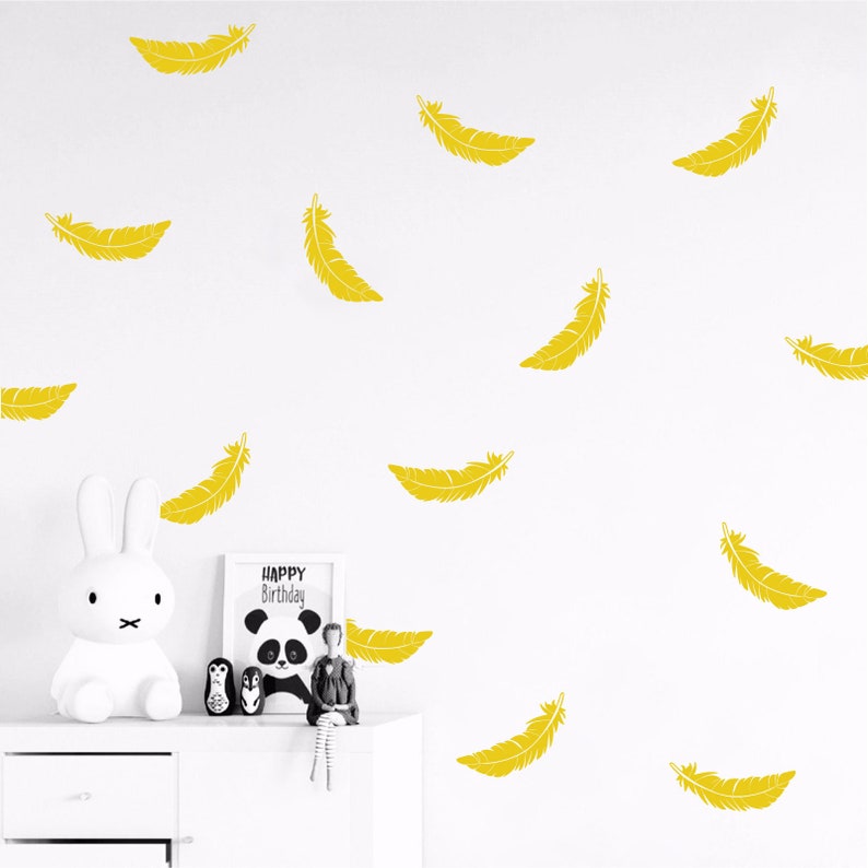 Set of Feather wall decals set stickers wall pattern decals confetti decals Sizes and Quantites available Multiple Colors
