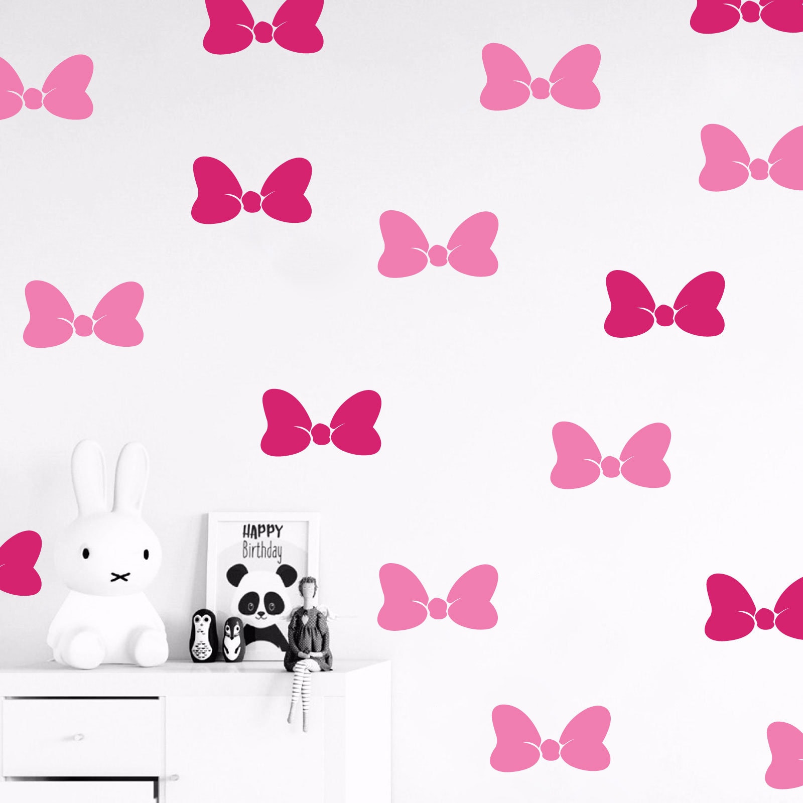 FYSUIMU Pink Bow Wall Decals - 12 Sheets Aesthetic Bowknot Floral Stickers For Nursery & Bedroom - View #10