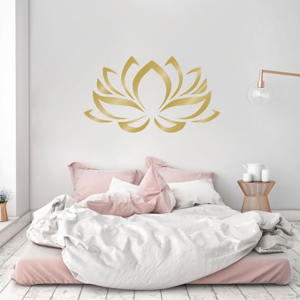 Lotus Flower wall decal vinyl sticker wall art mural Peace Yoga Meditation available in 8 different sizes and 30 different colors