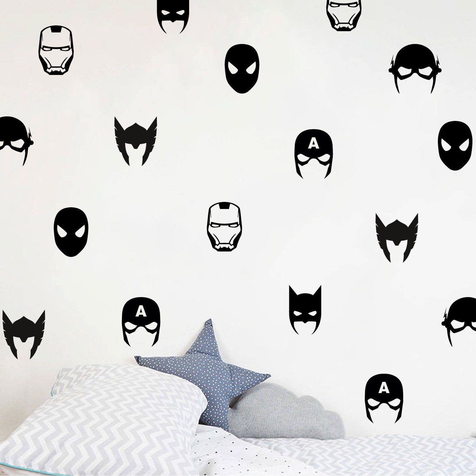 Set of Mixed Superhero wall decals stickers wall pattern Etsy