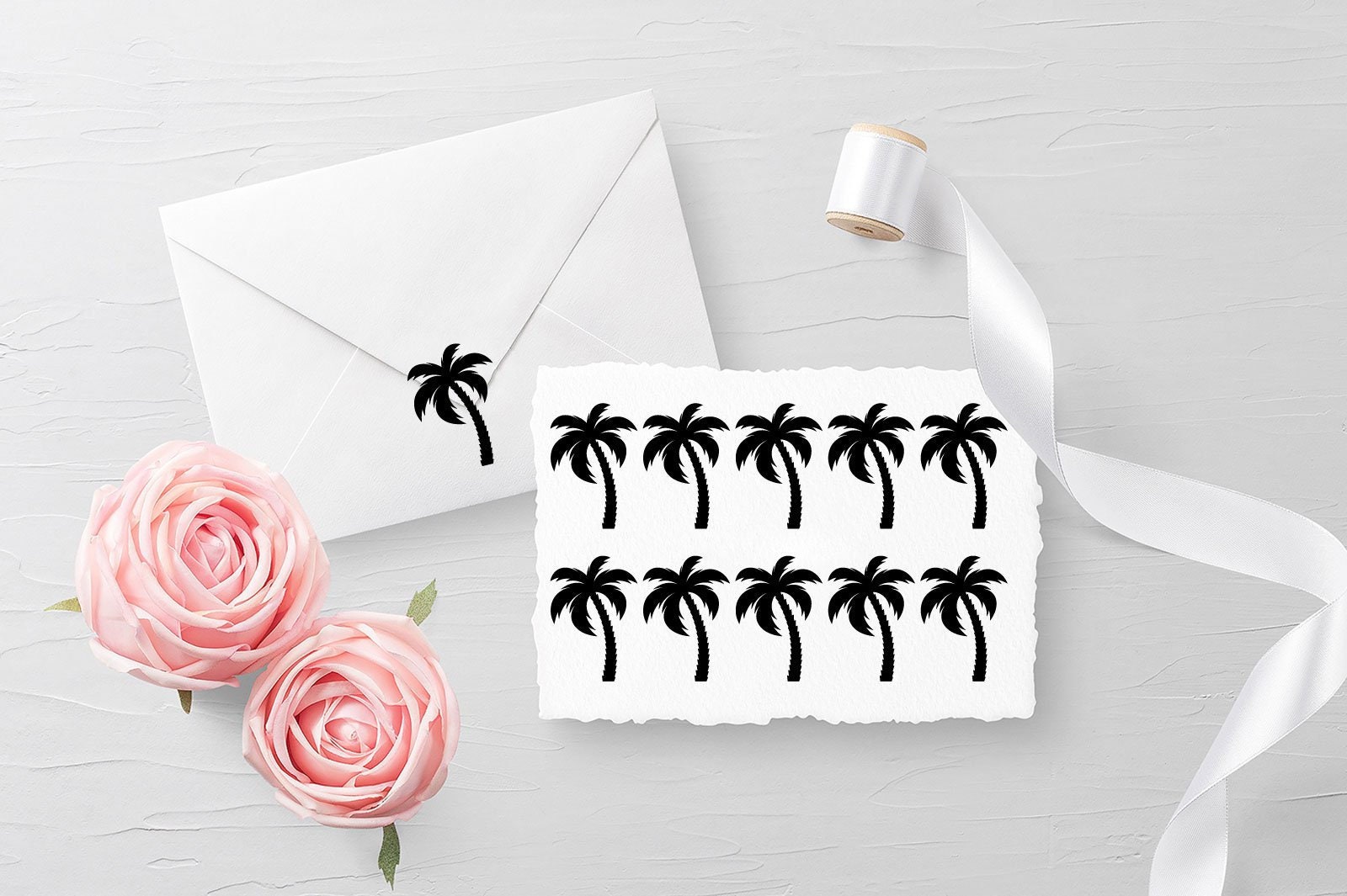 Palm Tree Wedding Envelope Seal, Gold Foil - LCI Paper