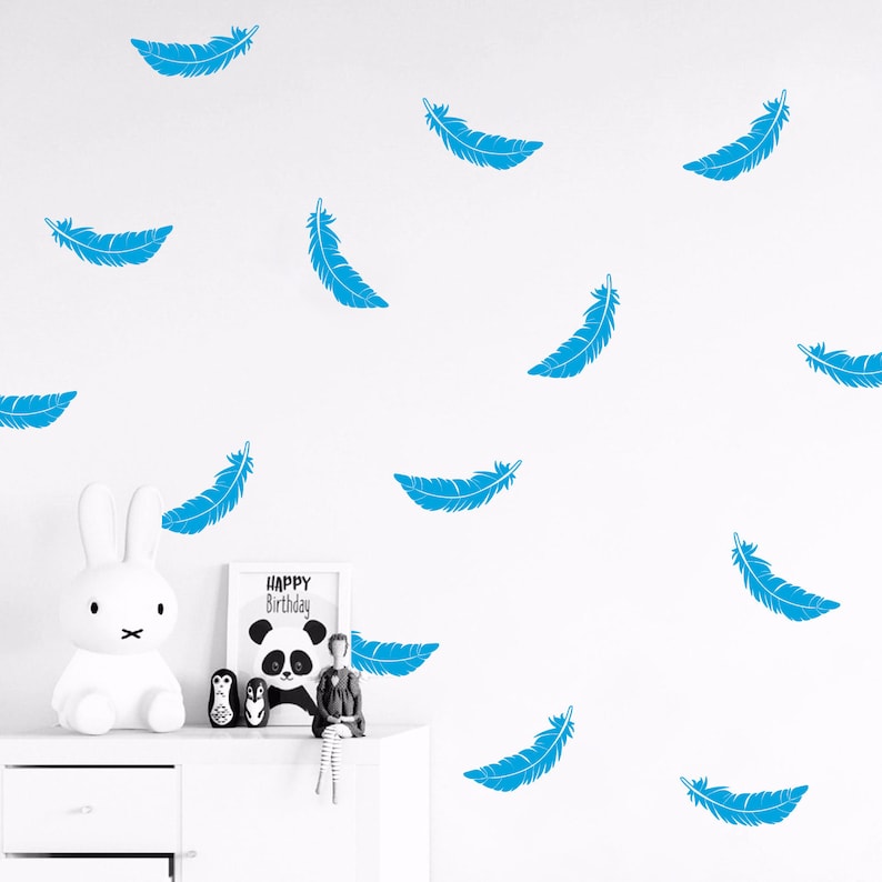 Set of Feather wall decals set stickers wall pattern decals confetti decals Sizes and Quantites available Multiple Colors