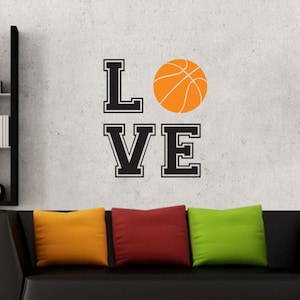 Liebe Basketball Wandtattoo Jungenzimmer Sport Vinyl-Aufkleber Kunst Wandbild in 10 verschiedenen Größen und 30 verschiedenen Farben erhältlich