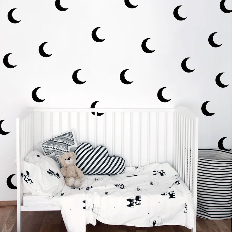 Set of Crescent Moon Wall Decals Set Stickers Confetti Etsy