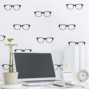 Set di paia di occhiali adesivi da parete Nerd set adesivi da parete decalcomanie con motivi da parete decalcomanie con coriandoli - Disponibili più colori, dimensioni e quantità