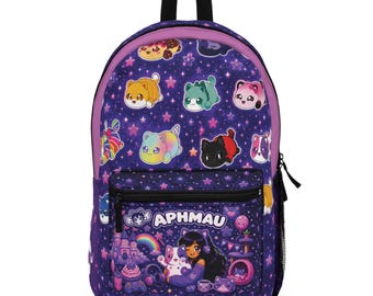 Aphmau Cute Character Backpack | Cartoon Cat, Rainbows & Stars
