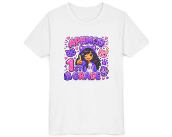 Aphmau 1st Grade Kids T-Shirt | Cute Cat Character Back-to-School Tee