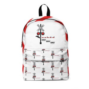Stilvoller klassischer Rucksack mit Zugmeldedesign | Trendiger Studenten-Rucksack, Einzigartiger Reise-Rucksack, Geschenk für Zug Liebhaber, sowie für einen schönen Zug.