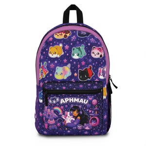 Aphmau Cute Character Backpack | Cartoon Cat, Rainbows & Stars
