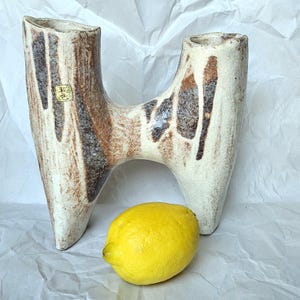 Mid Century Japanese Ikebana Vase, Stoneware Vase, MCM Ikebana