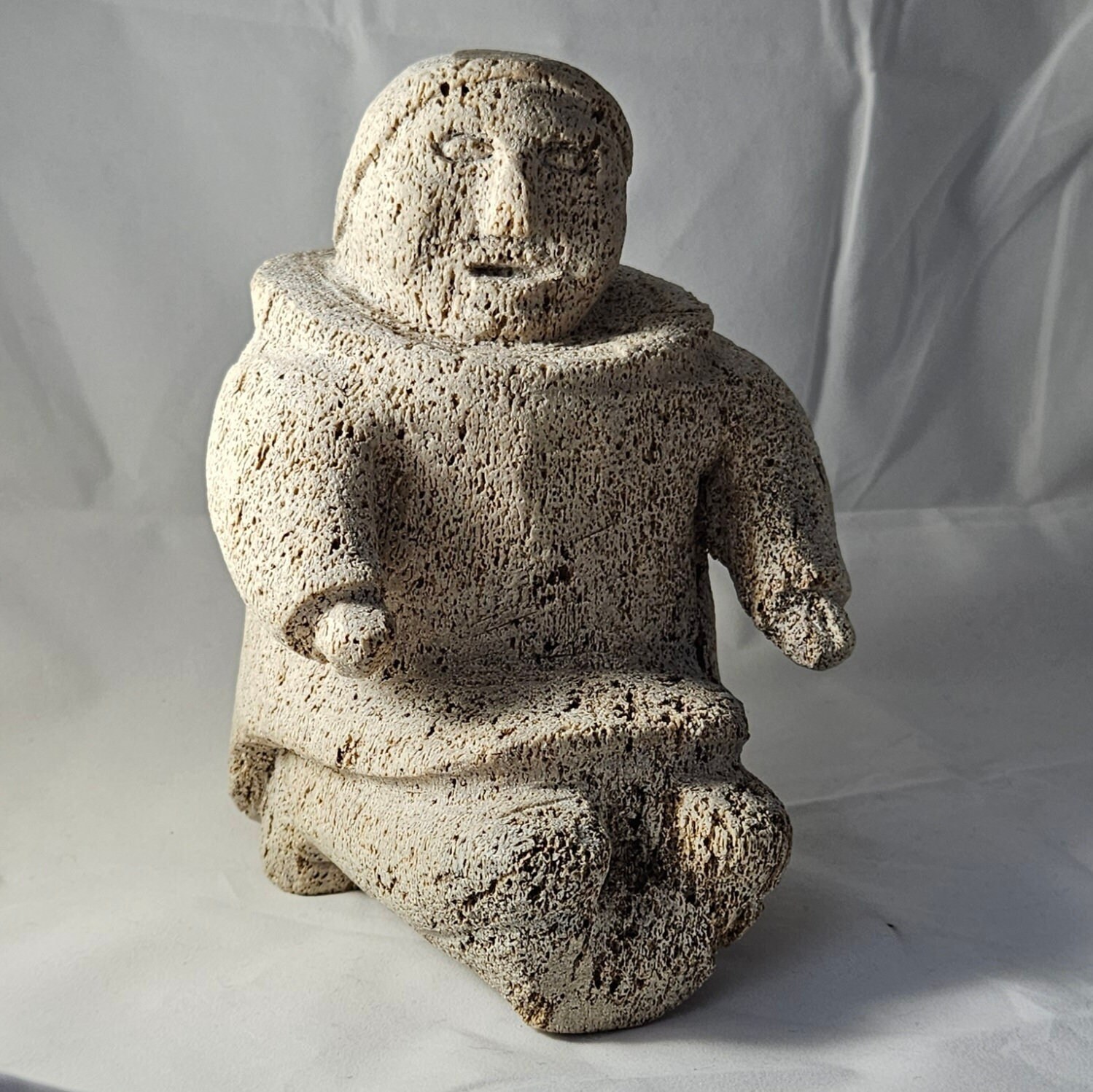 Signed Inuit Stone Carving of Man with Fish | eBay