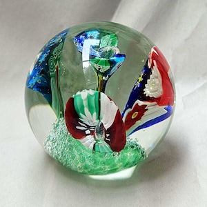 Murano Glass Paperweight, Signed, Flawless, Vetreria  & Fiori