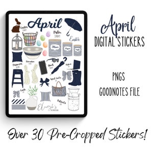 April Digital Stickers | Easter | Digital Planner Stickers | GoodNotes | PNGs | Pre-Cropped | INSTANT DOWNLOAD by ELeighsdigitaldesigns