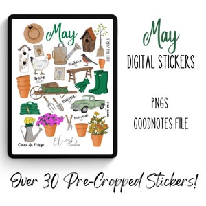 Pack d’autocollants numériques May Garden | Autocollants de journal digital planner | | GoodNotes | des PNG | pré-recadrée TÉLÉCHARGEMENT INSTANTANÉ