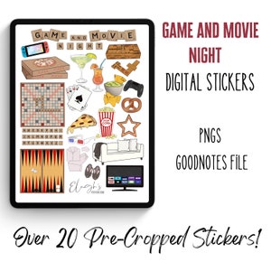 Game and Movie Night Digital Sticker Pack | Digitale Planner Journal Sticker | GoodNotes | PNGs | Vorgeschnittene | SOFORT DOWNLOAD