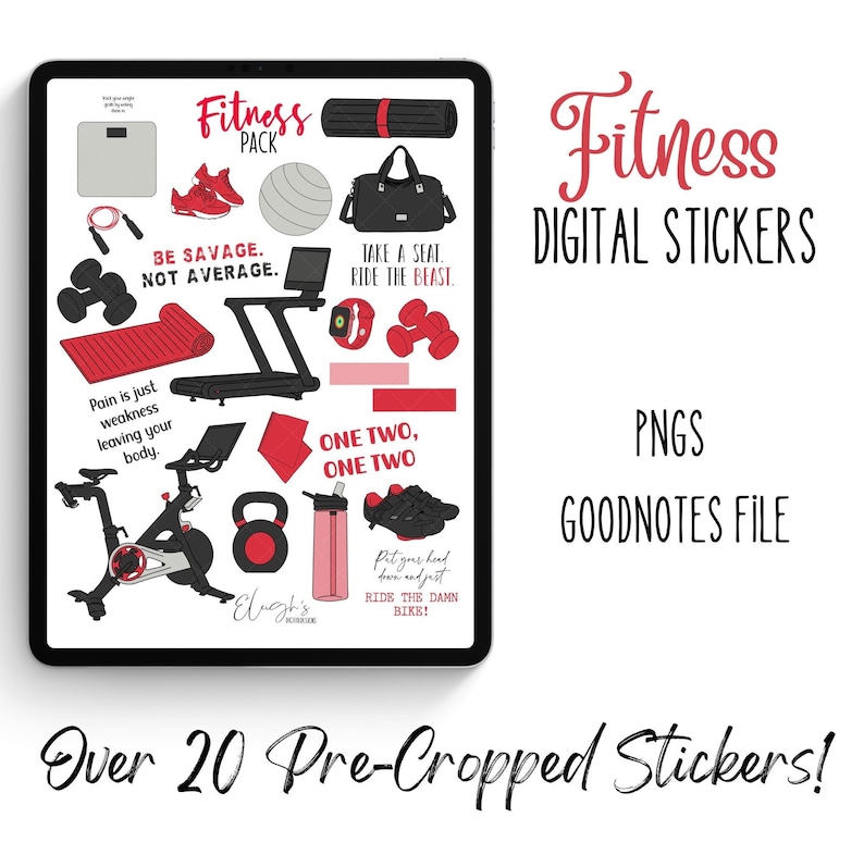 Fitness Digital Planner Journal Stickers | Goodnotes | Pngs | Pre ...
