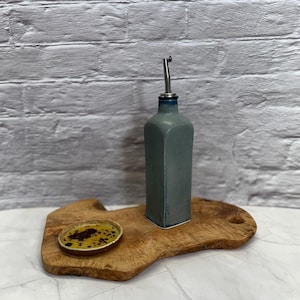 Small Ceramic Olive oil bottle, Oil Dispenser, Vinegar Bottle, Housewarming Gift, Ceramic Oil Cruet, Holiday Gift, Soy Dispenser.