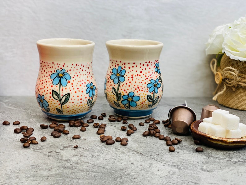 Handmade ceramic mug, Coffee lovers gift, Tea cups, Coffee mugs, Housewarming gift, Flowers cups, Hand-painted mugs,Wedding Gift,Sunset Cups image 2