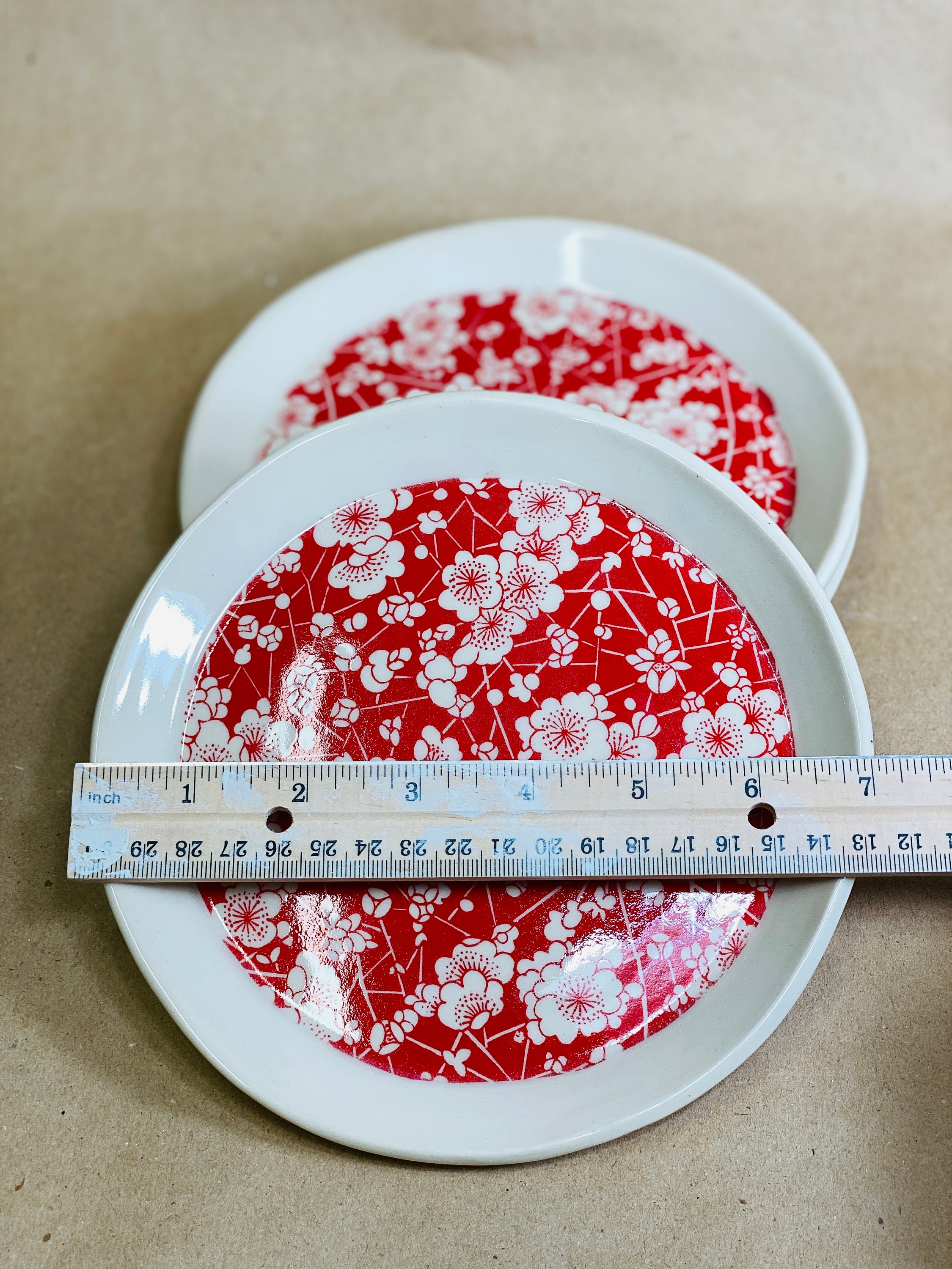 Red Cherry Blossom Dessert Plate, Set of 2 Handmade Ceramic Plates - Etsy
