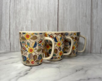 14oz mugs, Handmade ceramic cups, Coffee/Tea lovers mugs, Large 16oz cups, Colorful flower design 16oz mugs, Housewarming gift, Wedding gift