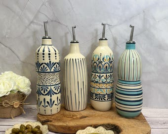Handmade Ceramic Olive Oil Dispenser, Decorative Kitchen Cruet