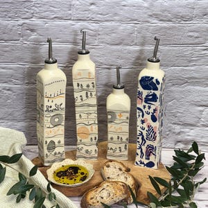 12oz Olive Oil Bottle, 16oz Ceramic Olive oil bottle, Oil dispenser, Vinegar bottle, Olive Oil Cruet, Housewarming Gift, Ceramic Oil Cruet